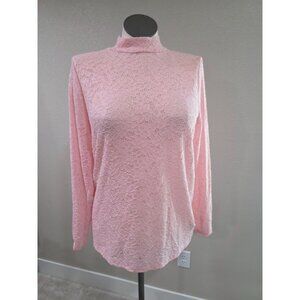 Pink Lace Long Sleeve Mock Neck Top Womens Size 2 Torrid New